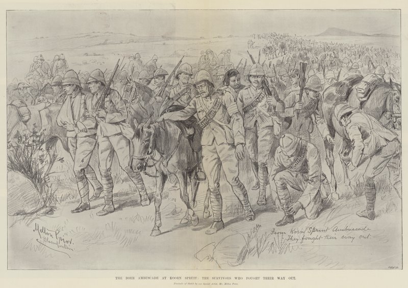 Boer Ambuscade at Koorn Spruit, ocaleni, którzy wywalczyli sobie drogę ucieczki autorstwa Melton Prior