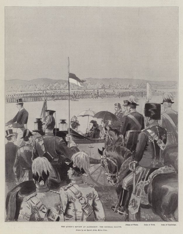 Recenzja Królowej w Aldershot, General Salute autorstwa Melton Prior