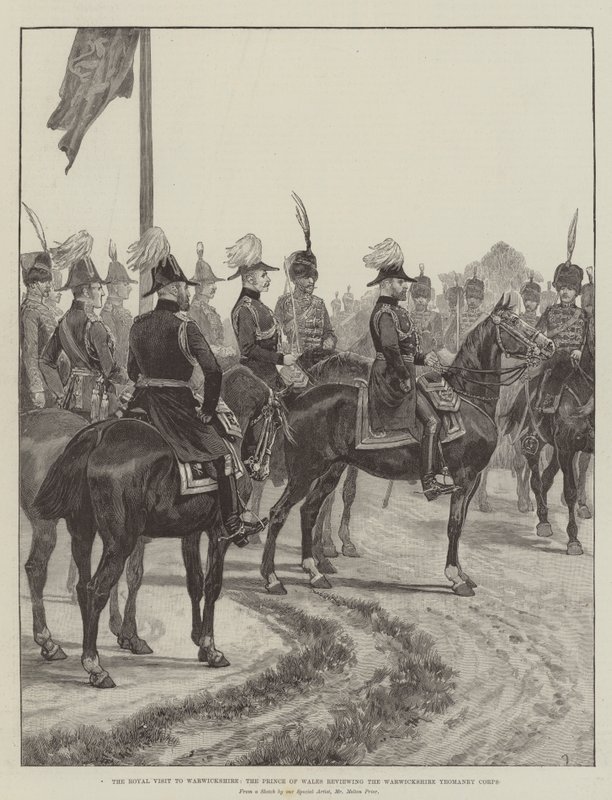Królewska wizyta w Warwickshire, Książę Walii z przeglądem Korpusu Yeomanry Warwickshire autorstwa Melton Prior
