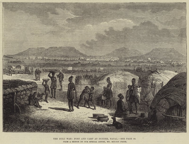 Wojna Zulusów, fort i obóz w Dundee, Natal autorstwa Melton Prior