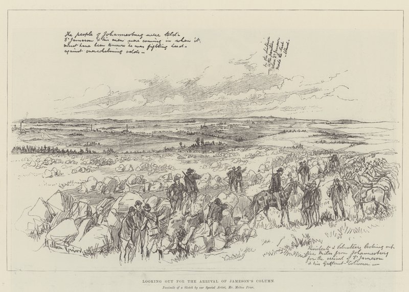 Wypatrując przybycia kolumny Jamesona (rycina) autorstwa Melton (after) Prior