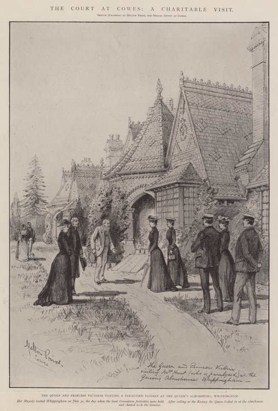 Dwór w Cowes, wizyta charytatywna autorstwa Melton Prior