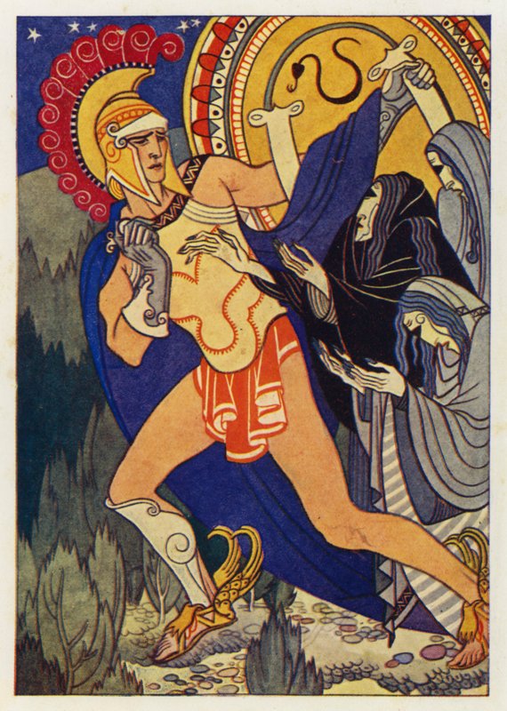 Perseusz i trzy szare kobiety autorstwa Merlyn Mann