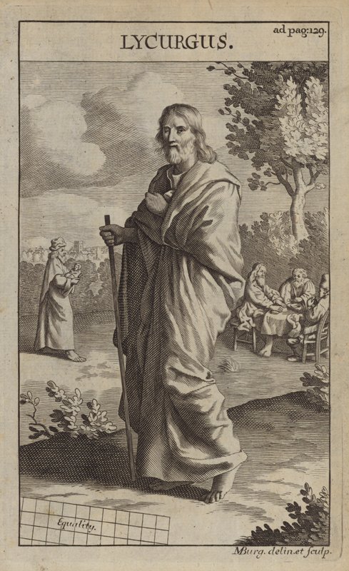 Lycurgus, legendarny spartański prawodawca autorstwa Michael Burghers