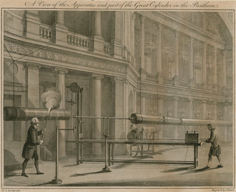 Widok aparatury i części wielkiego cylindra w Panteonie, Oxford Street, Londyn autorstwa Michael Rooker