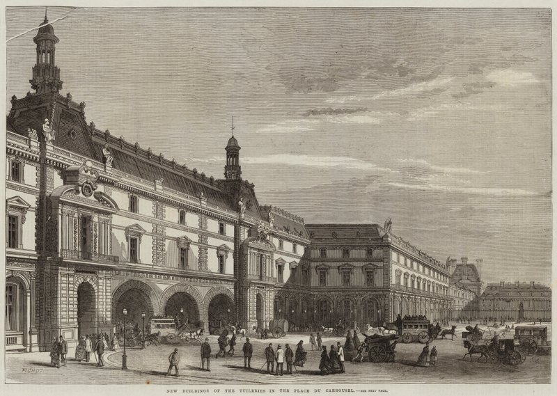 Nowe budynki Tuileries na Place du Carrousel autorstwa Michel Charles Fichot