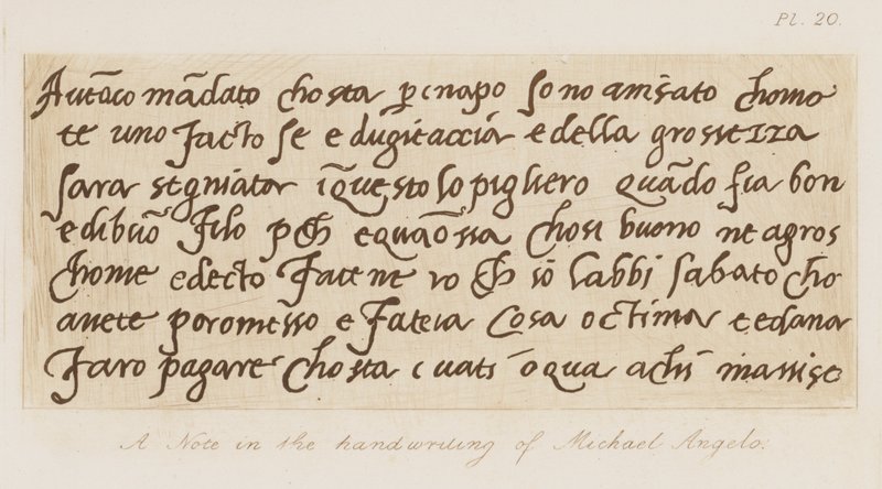 Notatka pismem Michała Anioła (akwaforta) autorstwa Michelangelo (after) Buonarroti