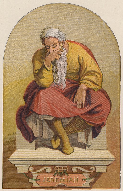 Jeremiasz (kolorowa litografia) autorstwa Michelangelo (after) Buonarroti