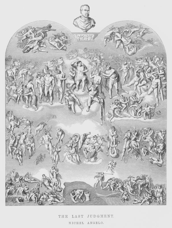 Sąd Ostateczny (rycina) autorstwa Michelangelo (after) Buonarroti