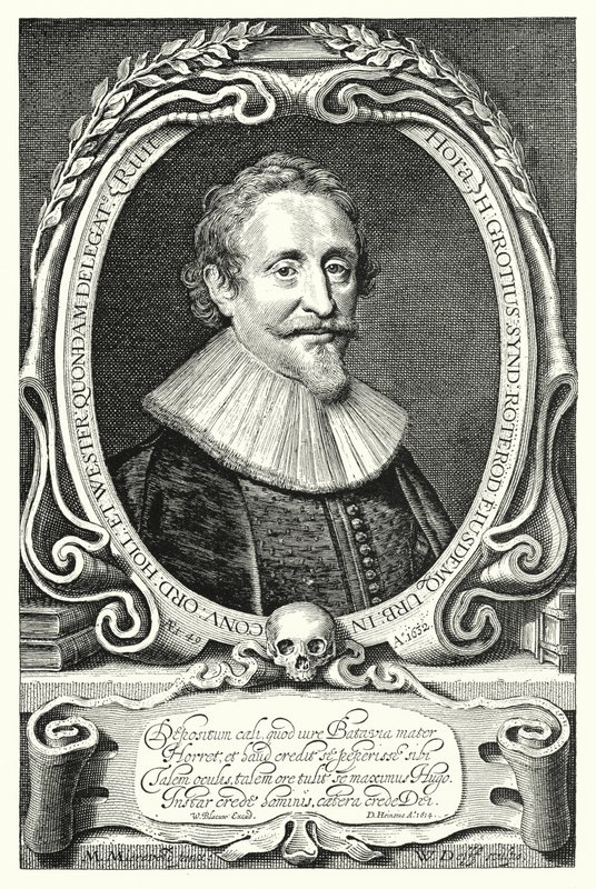 Hugo Grotius, holenderski prawnik, teolog; filozof i autor (rytownictwo) autorstwa Michiel Jansz. van (after) Miereveld