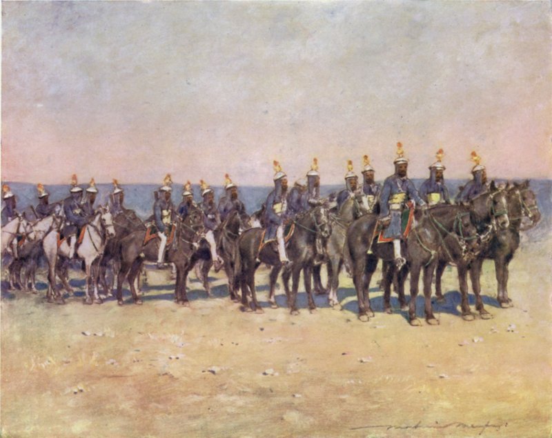 Jeźdźcy w zbroi z Kishengarh autorstwa Mortimer Ludington Menpes
