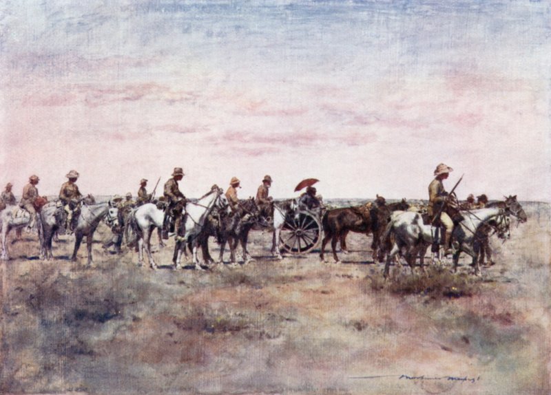 Więźniowie burscy w drodze z Paardeberg autorstwa Mortimer Ludington Menpes