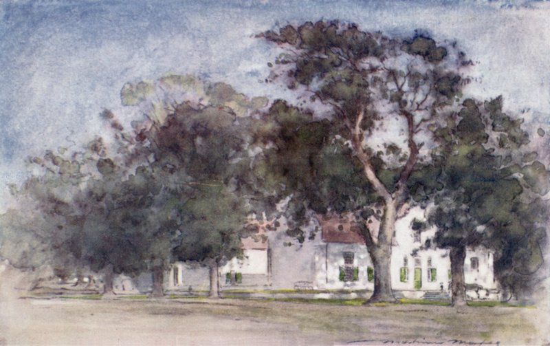 Holenderski dom na Rodos" Estates, Paarl autorstwa Mortimer Ludington Menpes