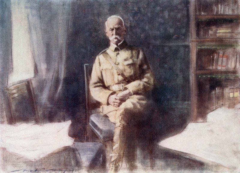 Lord Roberts w swoim gabinecie w Kwaterze Głównej, Bloemfontein autorstwa Mortimer Ludington Menpes