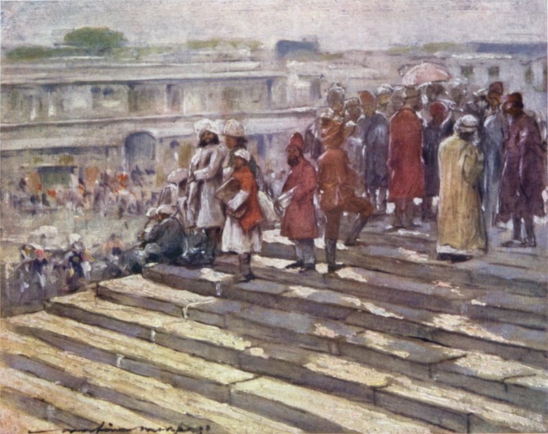 Na schodach Jumma Masjid autorstwa Mortimer Ludington Menpes