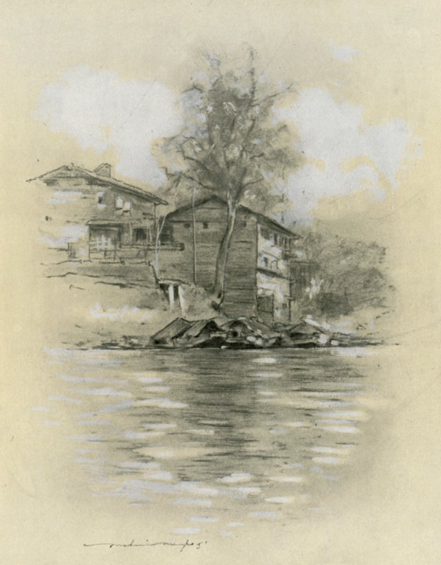 Zamieszkanie rzeki w Srinagar autorstwa Mortimer Ludington Menpes