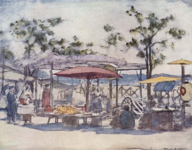Szkarłatny parasol autorstwa Mortimer Ludington Menpes