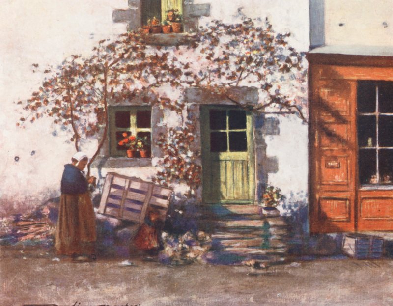 Domek w Rochefort-en-Terre (kolorowa litografia) autorstwa Mortimer Ludington Menpes