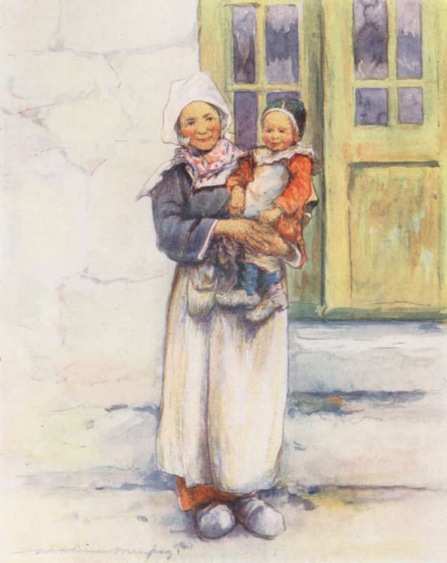 Mała matka (kolorowa litografia) autorstwa Mortimer Ludington Menpes