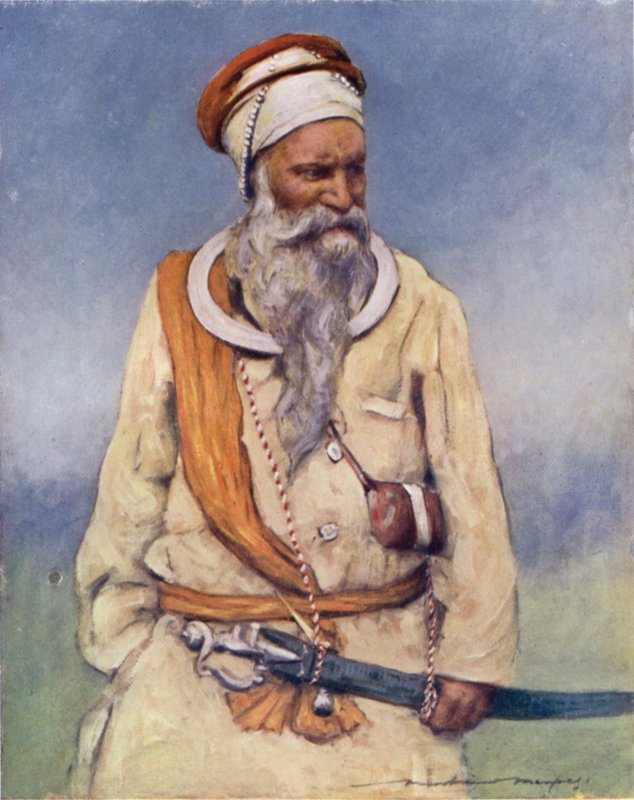 Wojownik Sikhów (kolor lito) autorstwa Mortimer Ludington Menpes