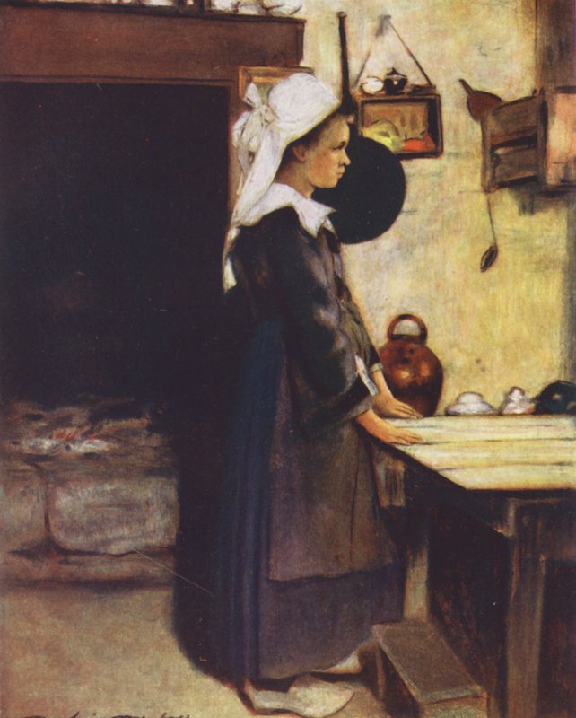 Mała gospodyni domowa (kolorowa litografia) autorstwa Mortimer Ludington Menpes