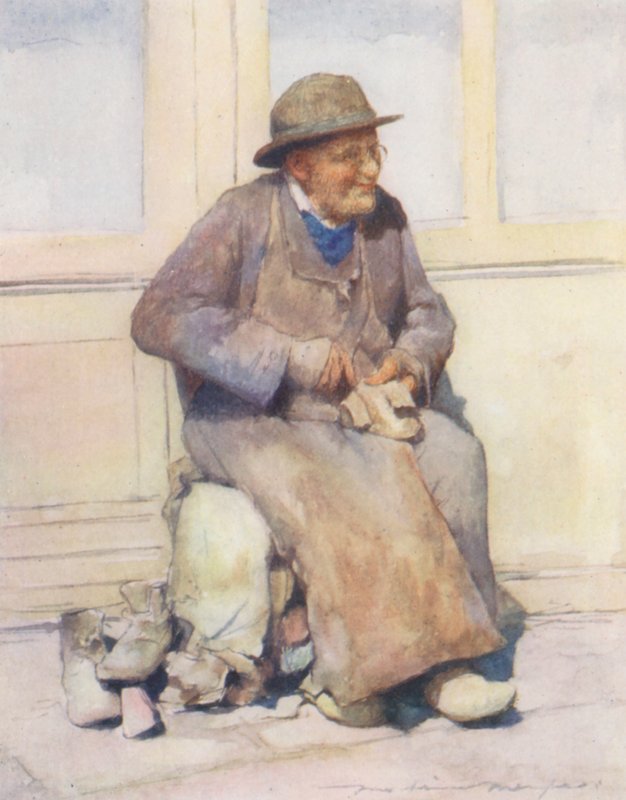The Village Cobbler (kolorowa litografia) autorstwa Mortimer Ludington Menpes