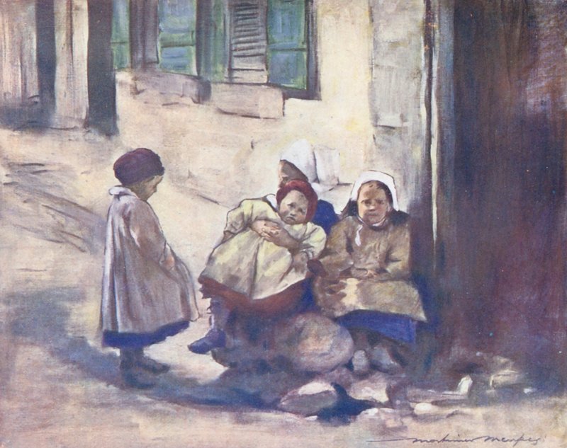 Dzieci świata: Breton, A Family (kolorowa litografia) autorstwa Mortimer Ludington Menpes