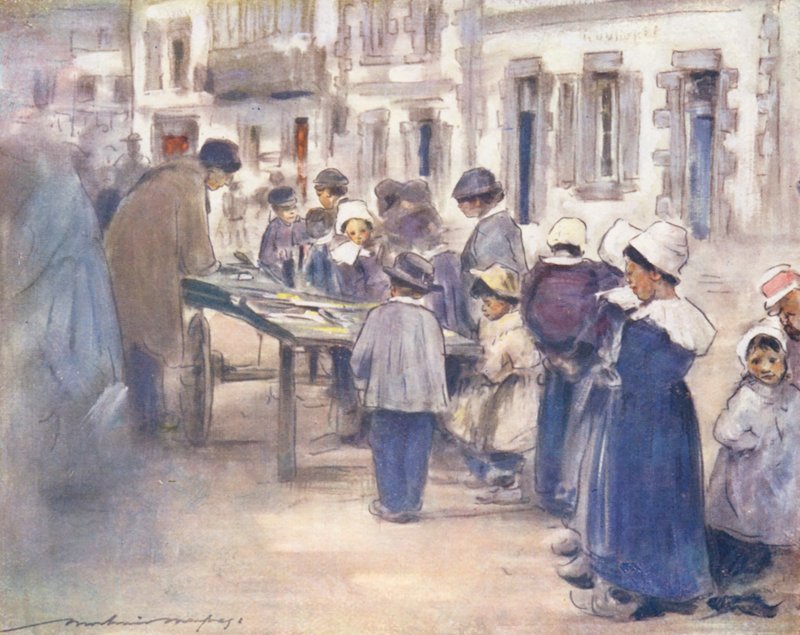 Dzieci świata: Breton, Dzień targowy (kolorowa litografia) autorstwa Mortimer Ludington Menpes