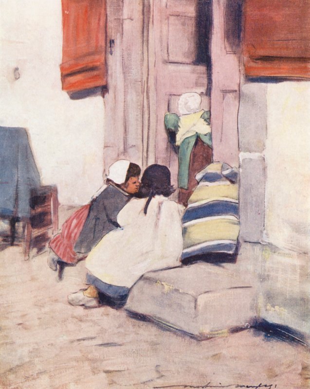 Dzieci świata: Breton, Sklep z zabawkami (kolorowa litografia) autorstwa Mortimer Ludington Menpes