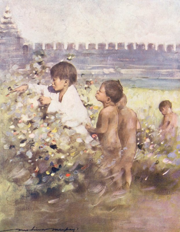 Dzieci świata: Birmańczyk, Znalezisko (kolorowa litografia) autorstwa Mortimer Ludington Menpes
