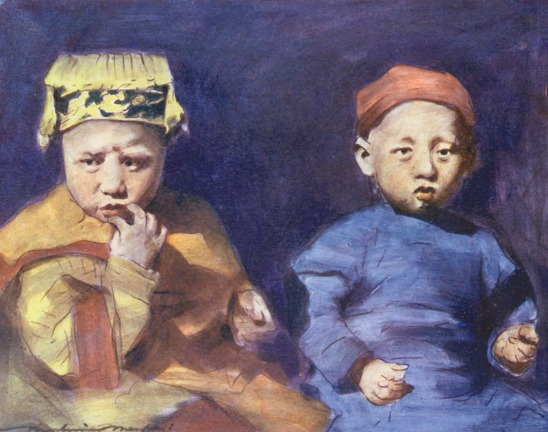 Dzieci świata: Chińczycy, Niebiańskie bliźnięta (kolorowa litografia) autorstwa Mortimer Ludington Menpes