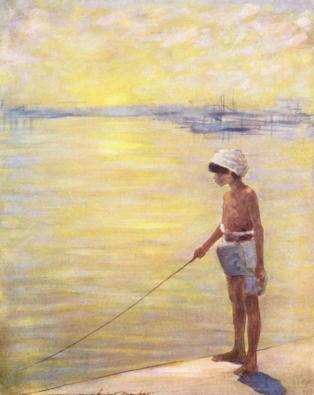 Dzieci świata: Cingalese, Wędkarstwo (kolorowa litografia) autorstwa Mortimer Ludington Menpes