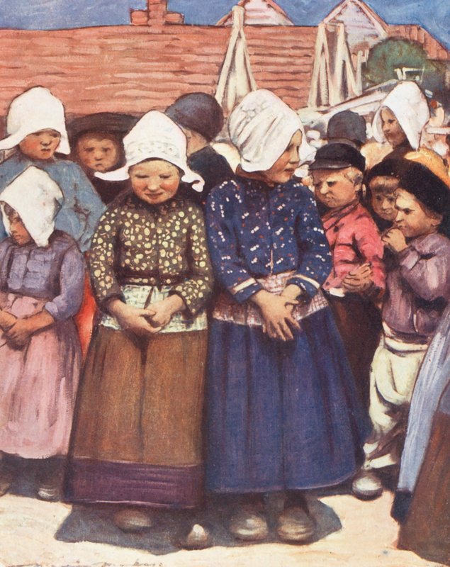 Dzieci świata: Dutch, All in a Row (kolorowa litografia) autorstwa Mortimer Ludington Menpes