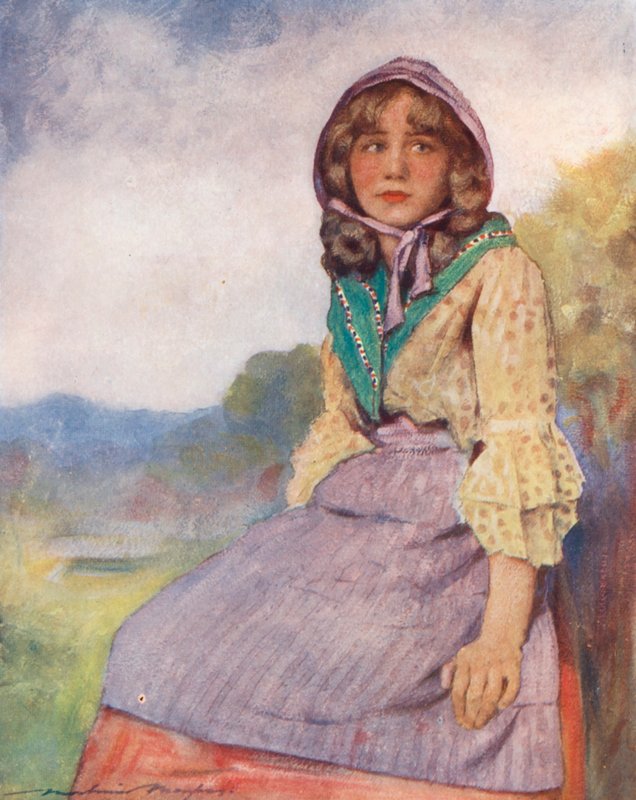 Dzieci świata: English, Country Girl (kolorowa litografia) autorstwa Mortimer Ludington Menpes