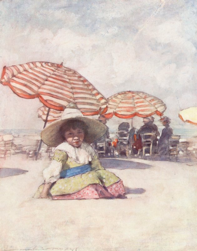 Dzieci świata: Francuski, Na plaży w Trouville (kolorowa litografia) autorstwa Mortimer Ludington Menpes