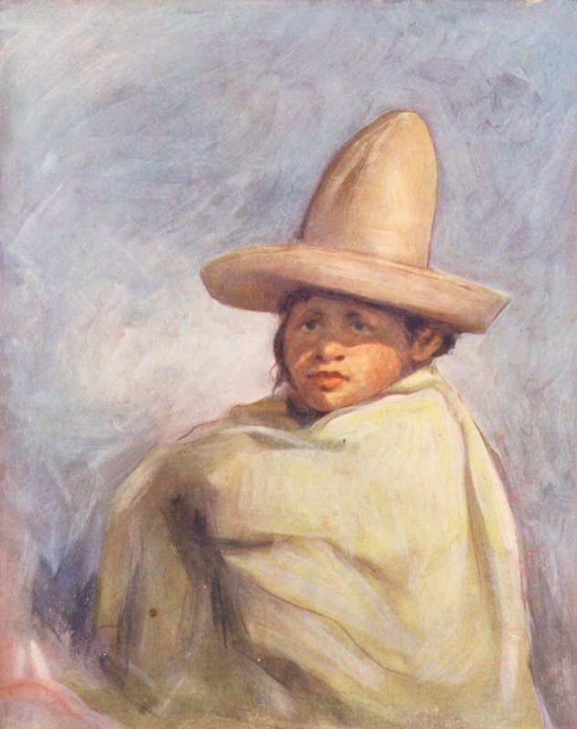 Dzieci świata: Meksykanin w Puebli (kolorowa litografia) autorstwa Mortimer Ludington Menpes