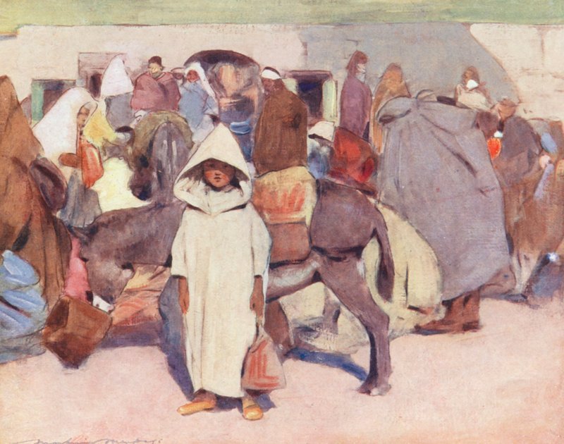 Dzieci świata: Maurowie, W Tangerze (kolorowa litografia) autorstwa Mortimer Ludington Menpes
