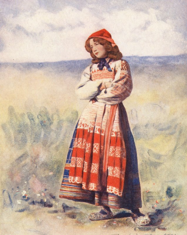 Dzieci świata: Rosyjski, Oczekiwanie (kolorowa litografia) autorstwa Mortimer Ludington Menpes