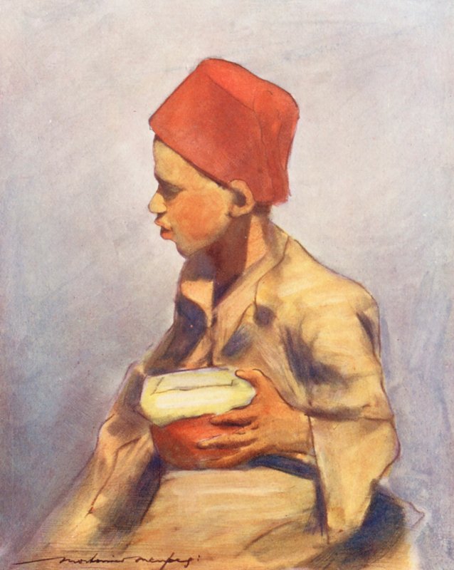 Dzieci świata: Środowy posiłek (kolorowa litografia) autorstwa Mortimer Ludington Menpes