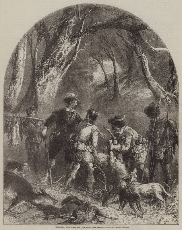 Leśnicy z grą na bankiet bożonarodzeniowy autorstwa Myles Birket Foster