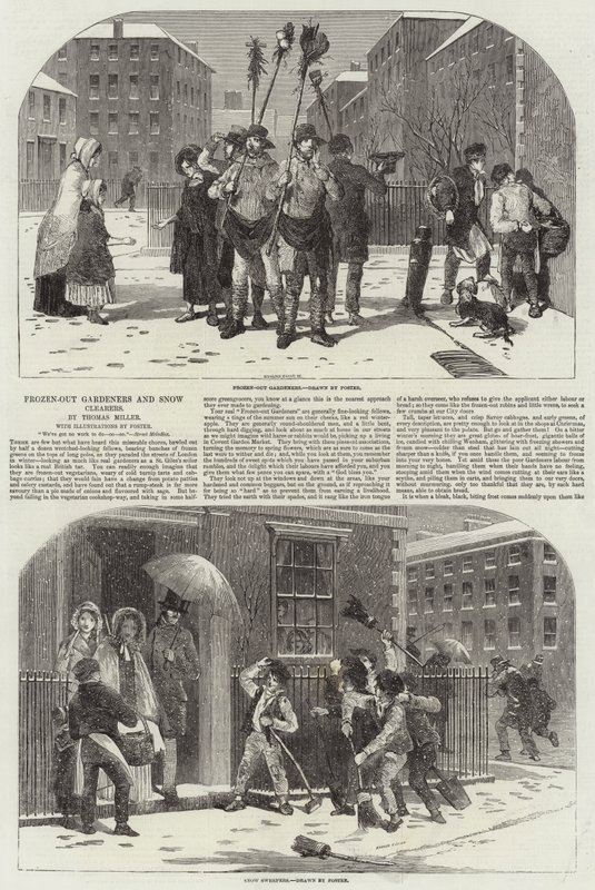 Zamarznięci ogrodnicy i odśnieżacze autorstwa Myles Birket Foster