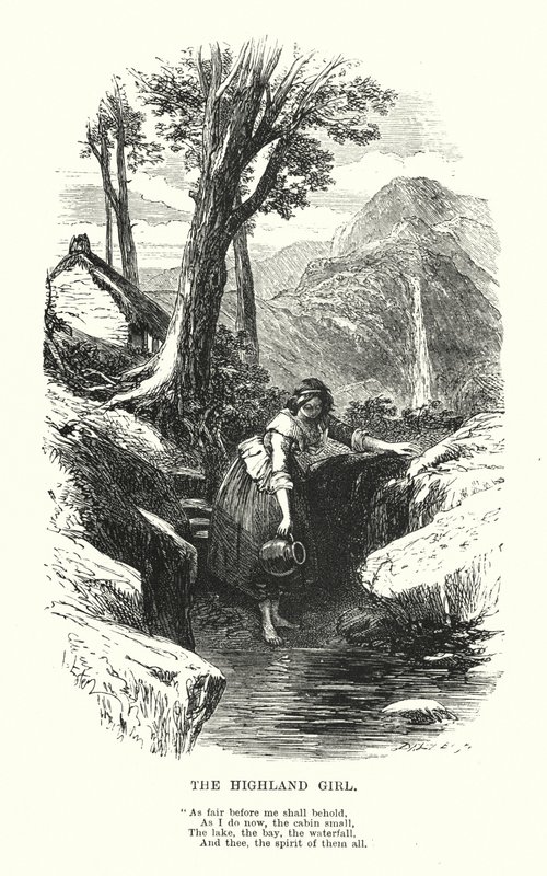 William Wordsworth: Highland Girl (grafika) autorstwa Myles Birket (after) Foster