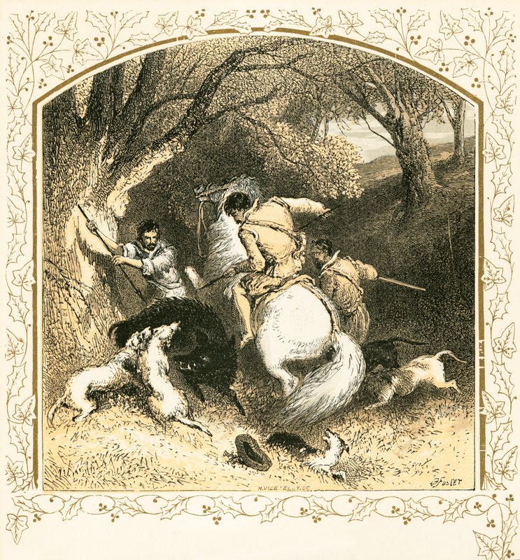 Polowanie na dzika autorstwa Myles Birket Foster