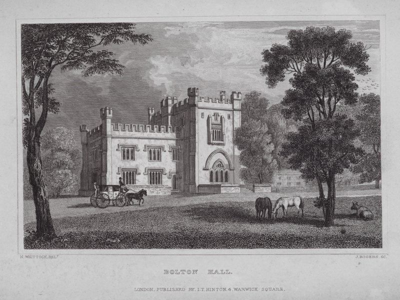 Bolton Hall (grawerowanie) autorstwa Nathaniel (after) Whittock