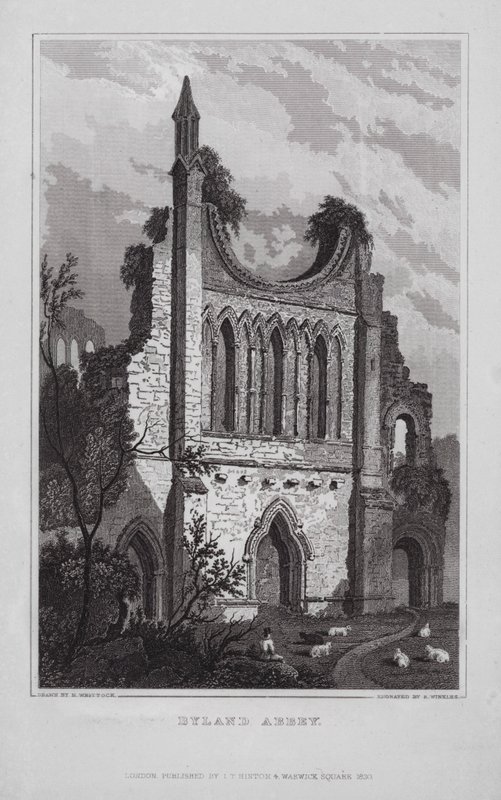 Opactwo Byland (grawerowanie) autorstwa Nathaniel (after) Whittock