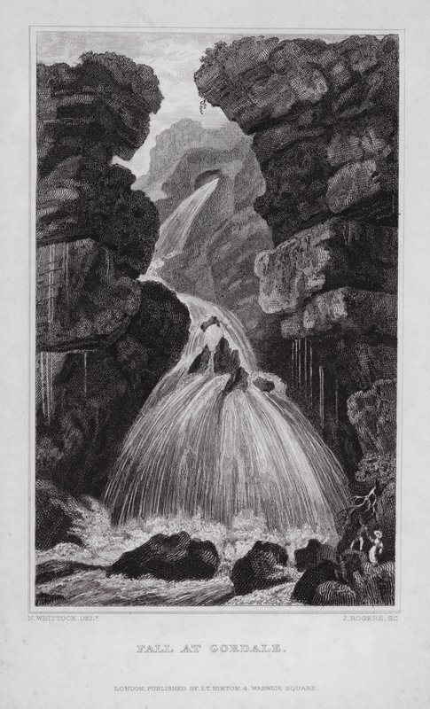 Spadek w Gordale (grawerowanie) autorstwa Nathaniel (after) Whittock
