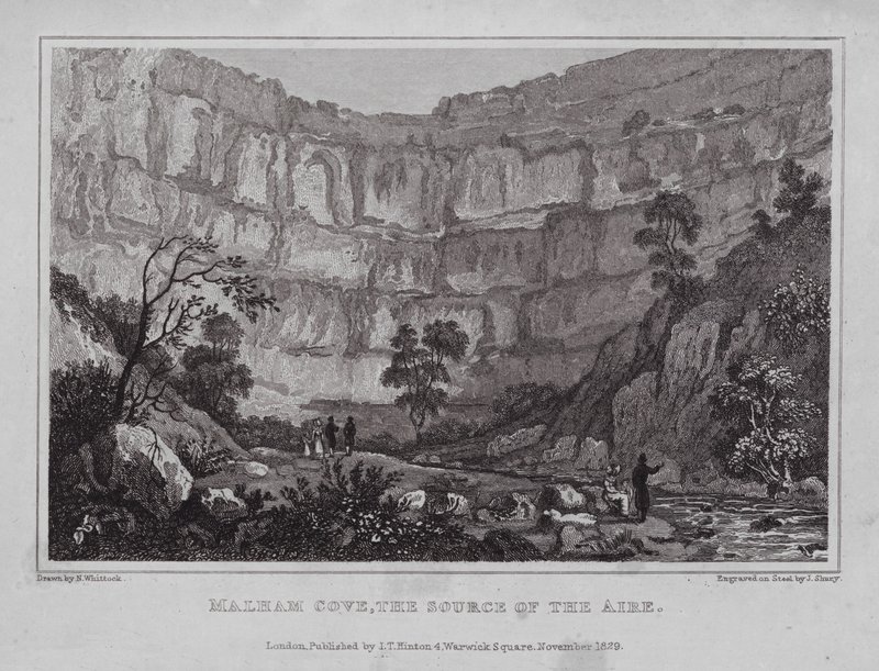 Malham Cove, źródło powietrza (rycina) autorstwa Nathaniel (after) Whittock
