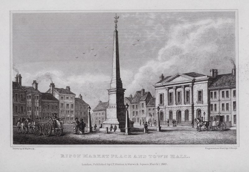 Rynek i Ratusz Ripon (rycina) autorstwa Nathaniel (after) Whittock