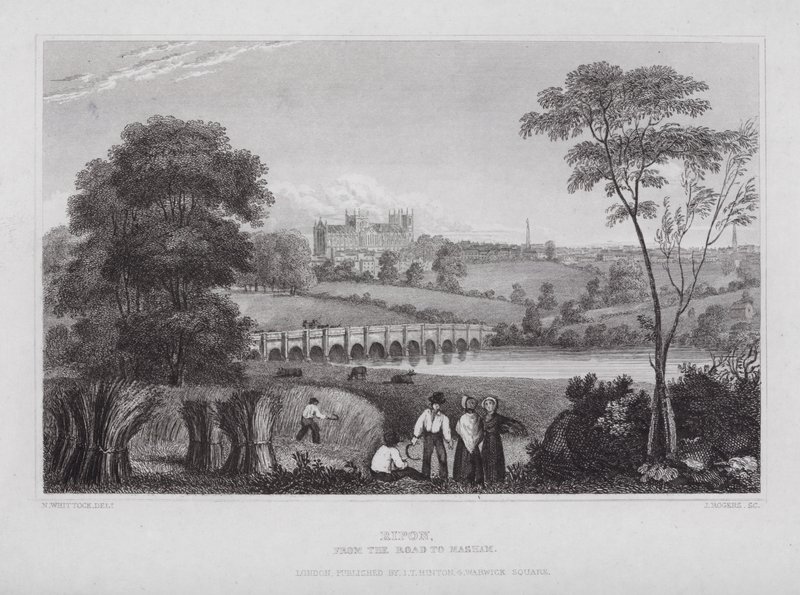 Ripon, z drogi do Masham (grawerowanie) autorstwa Nathaniel (after) Whittock