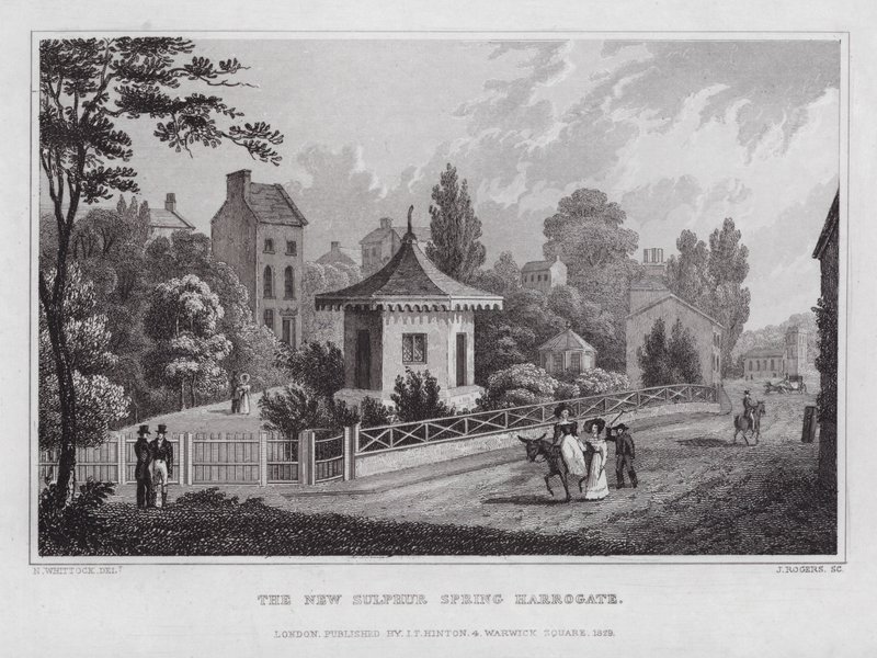 Nowe źródło siarki, Harrogate (rycina) autorstwa Nathaniel (after) Whittock